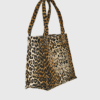 ganni LEOPARD CANVAS TOTE BAG 001