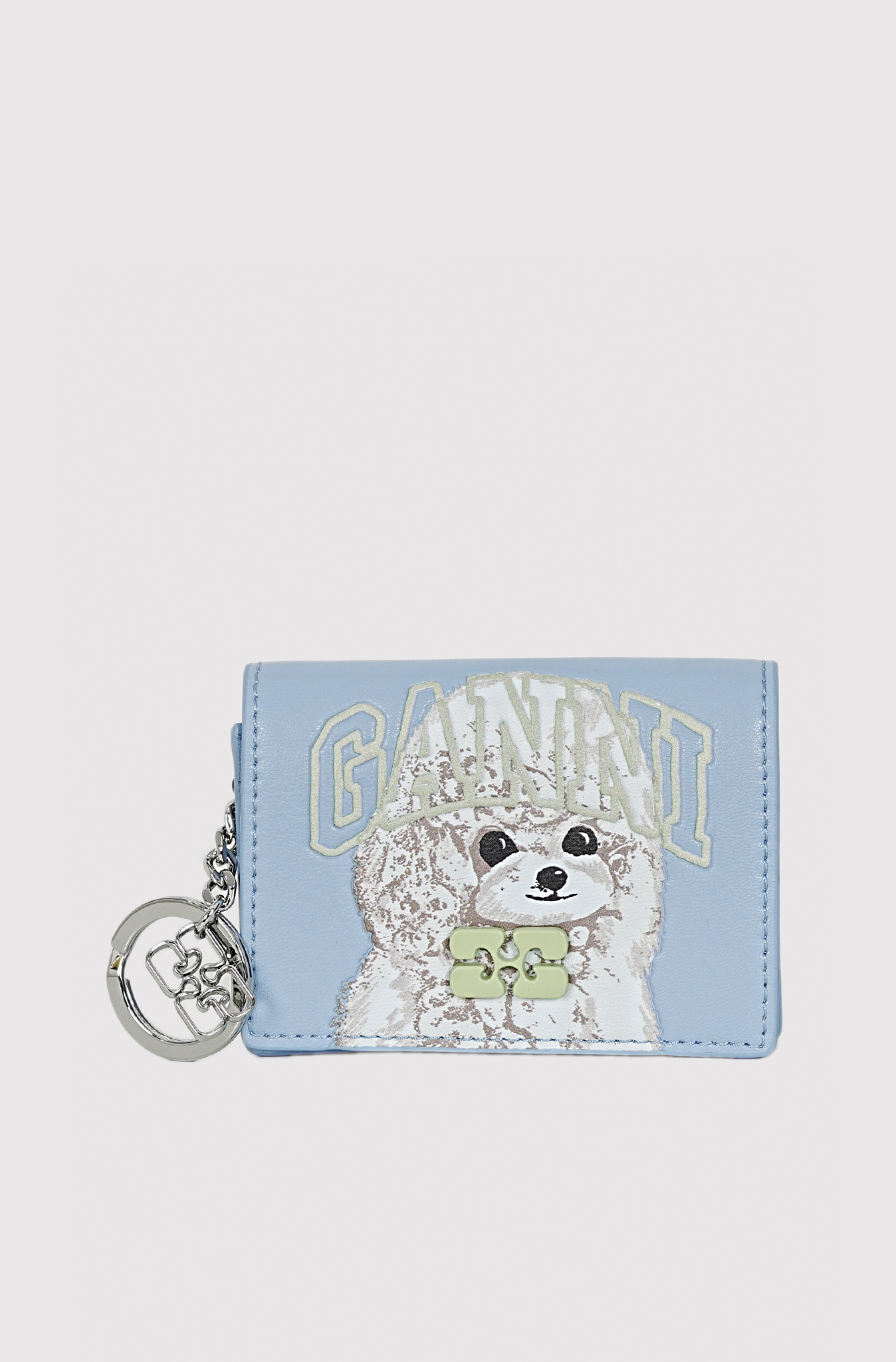 ganni Bou Card Holder With Flap Animal- baby blue01