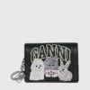 ganni Bou Card Holder with Flap Animals - black04