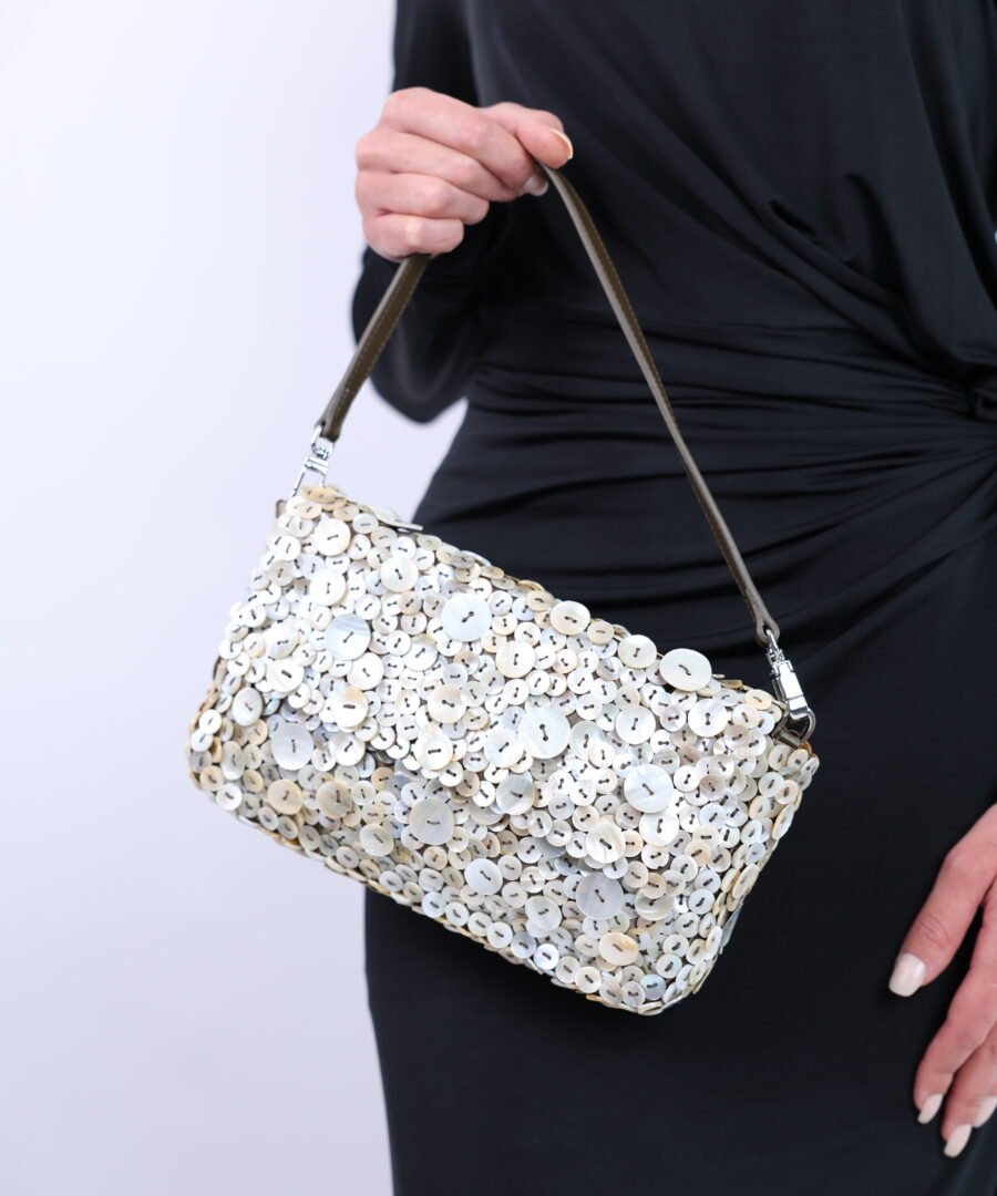 staud Tommy Beaded Bag Garden Party - Silver001