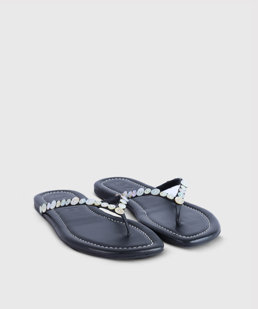 Freja Thong Mother of Pearl Sandals- Beige02